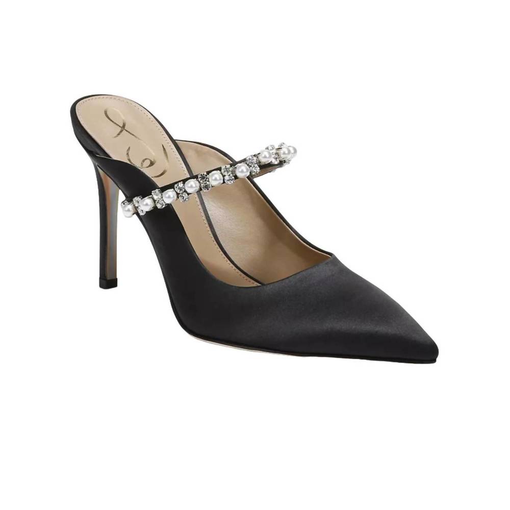 NWT SAM EDELMAN Hyland Heels in Black Satin in size USW10